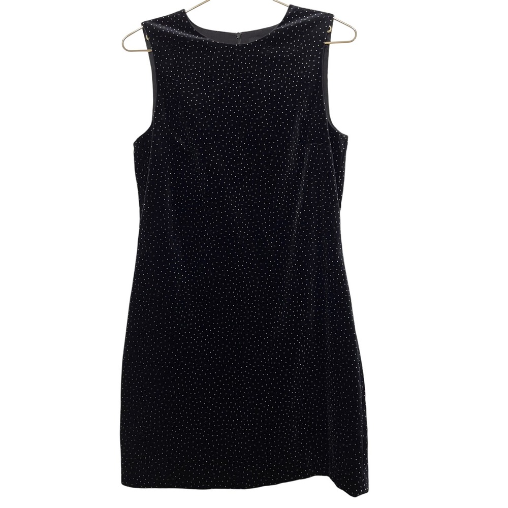 Theory Black Velvet Dot Print Sleeveless Shift Dress Size 4‎